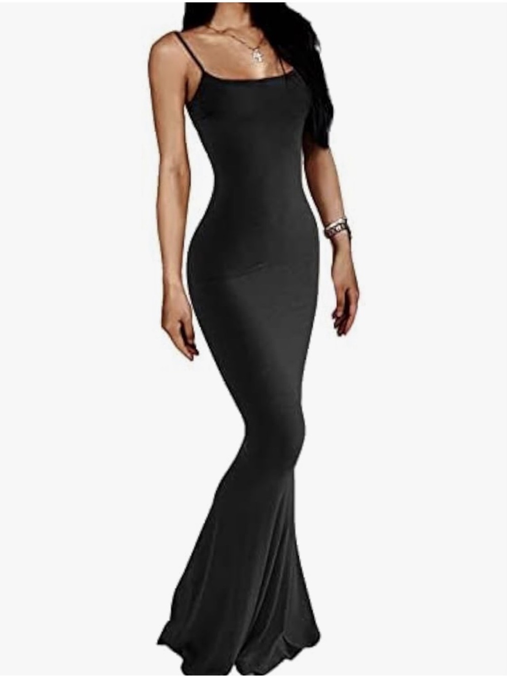 Black Spaghetti-Strap Maxi Dress